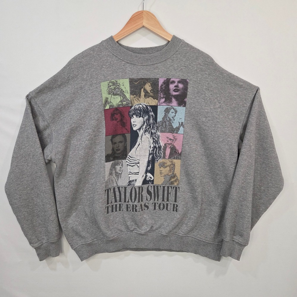 Taylor Swift The Eras Tour Gray Sweatshirt Small Oversized Concert Merch Graphic
